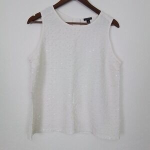 Ann Taylor‎ Women's White Sleeveless Scoop Neck Pullover Size Petite Large Top
